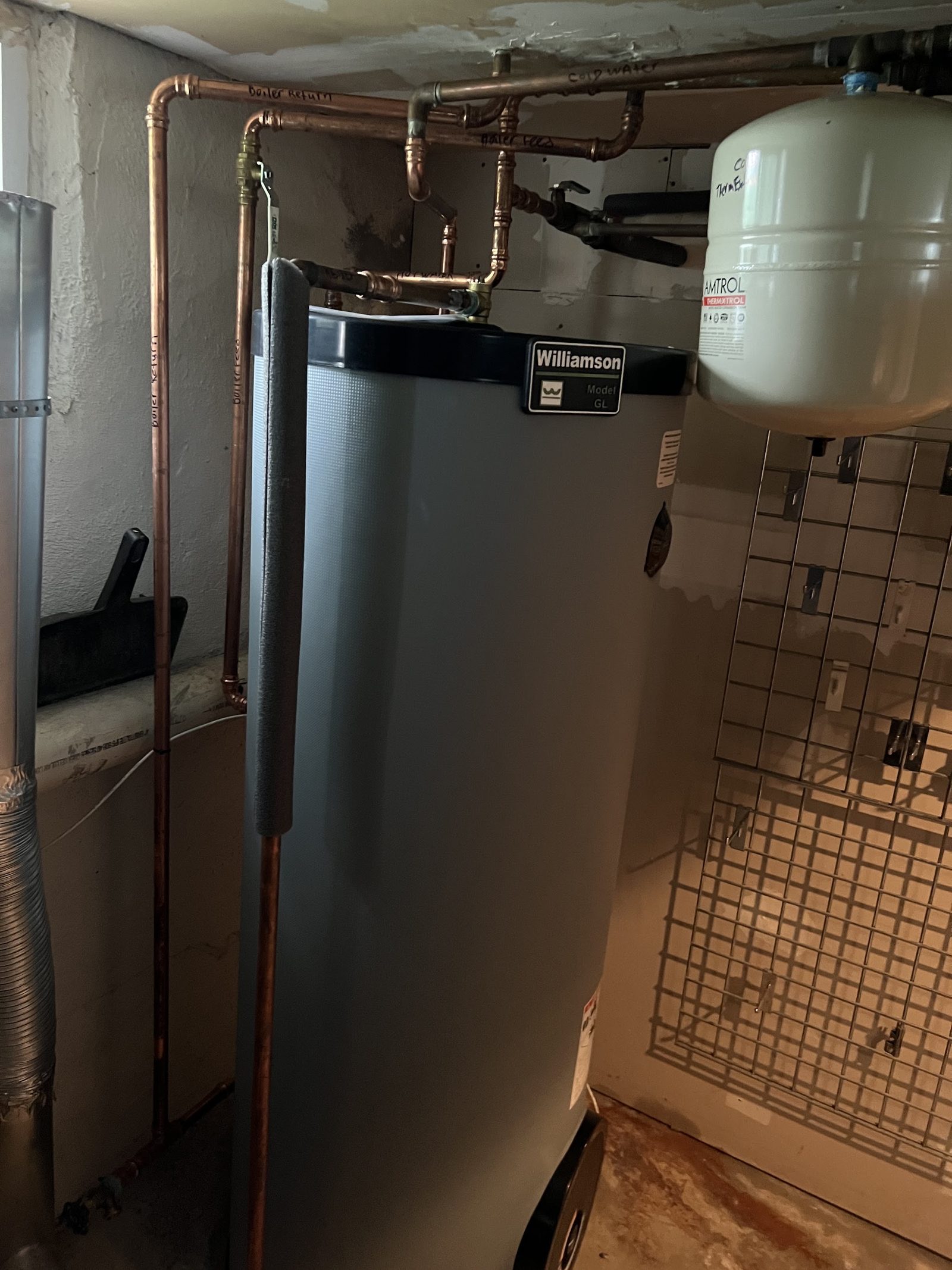 Indirect water heater and expansion tank installed by Heights in New Jersey